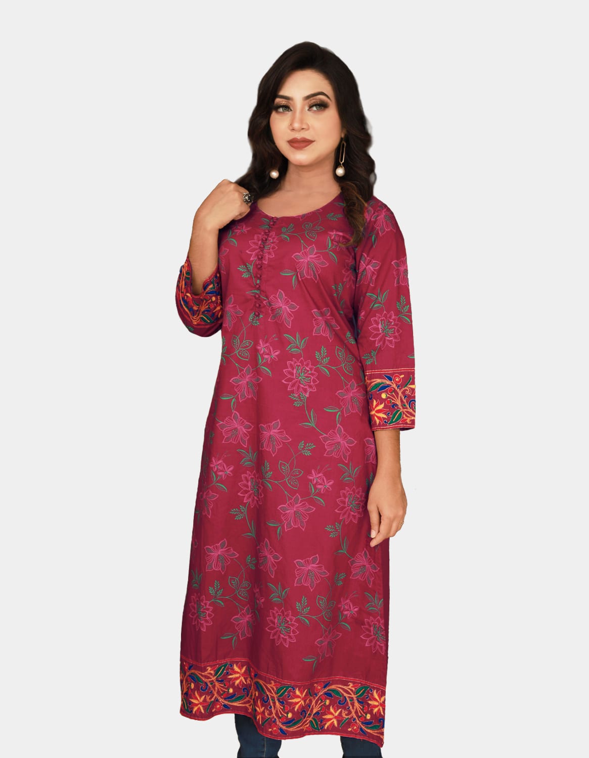 Women's Embroidered & Floral Printed Kurti